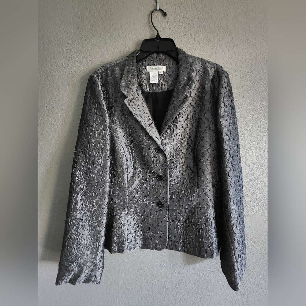 Coldwater Creek Gray Textured Blazer Wool-Blend